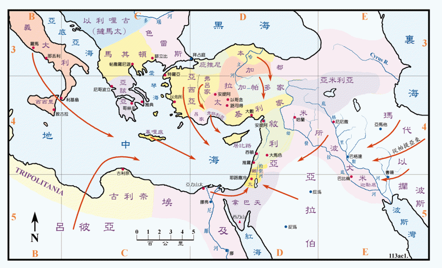 犹太人从罗马帝国各地来到耶路撒冷过五旬节